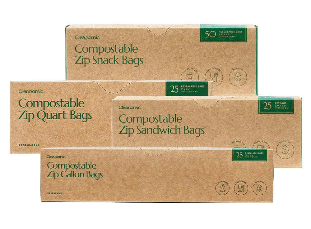 Cleanomic compostable* Zip Bags